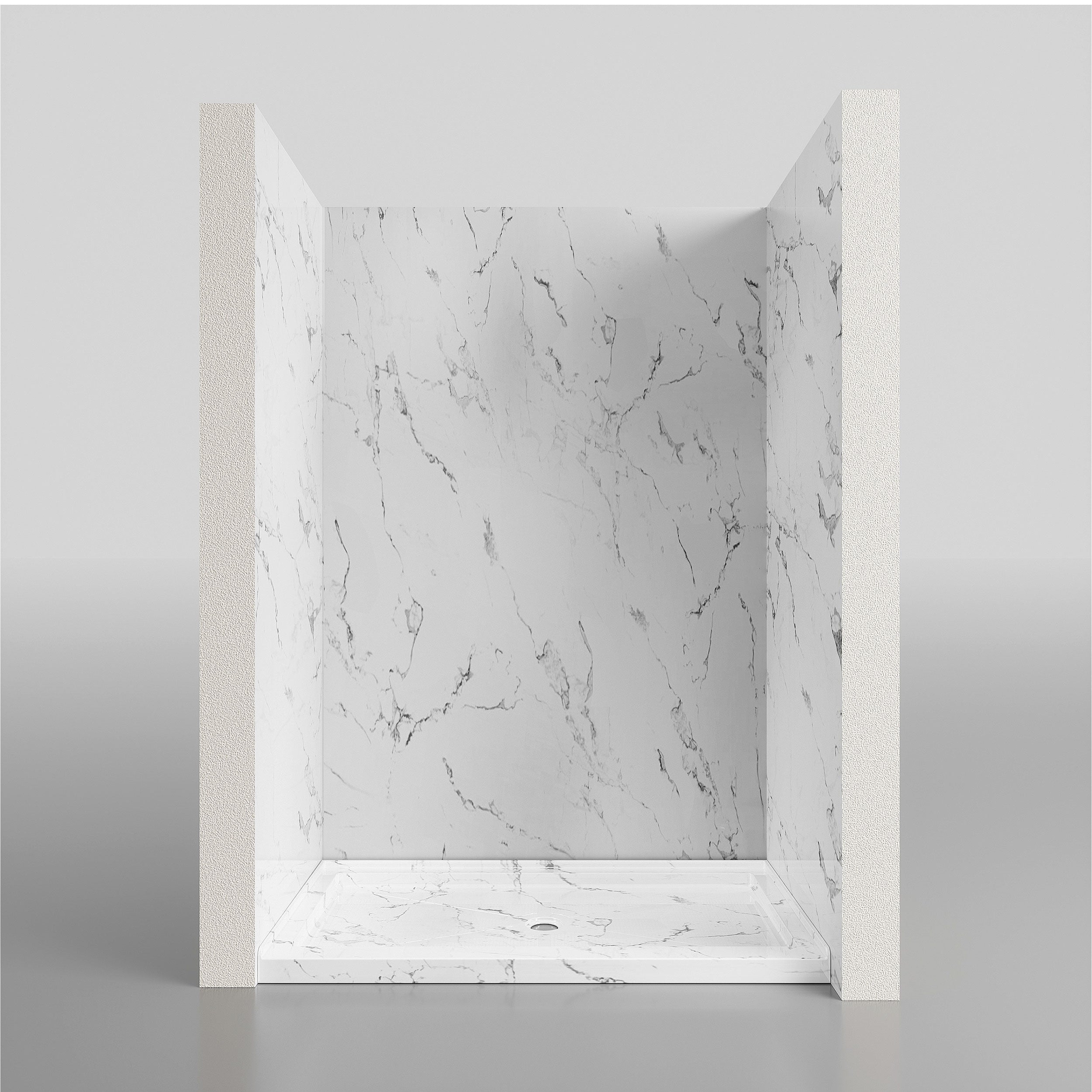 Single Threshold Shower Base with Center Drain, Non-Slip Texture Acrylic and Fiberglass Shower Pan - Slate Gray