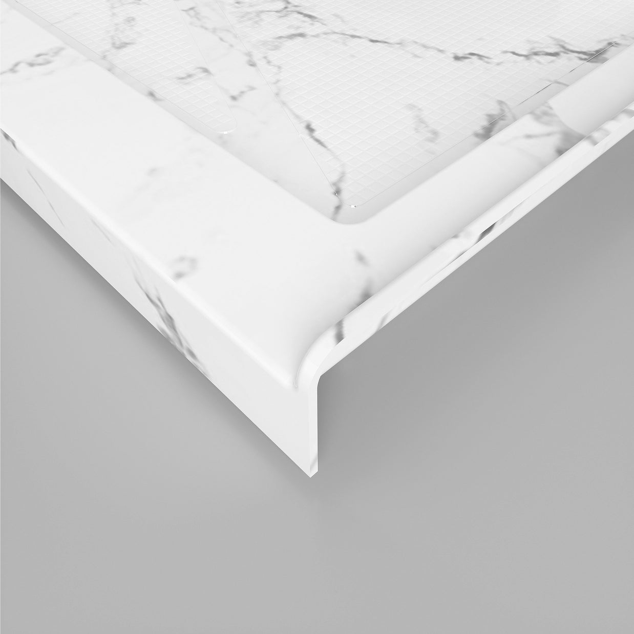 Single Threshold Shower Base with Center Drain, Non-Slip Texture Acrylic and Fiberglass Shower Pan - Slate Gray