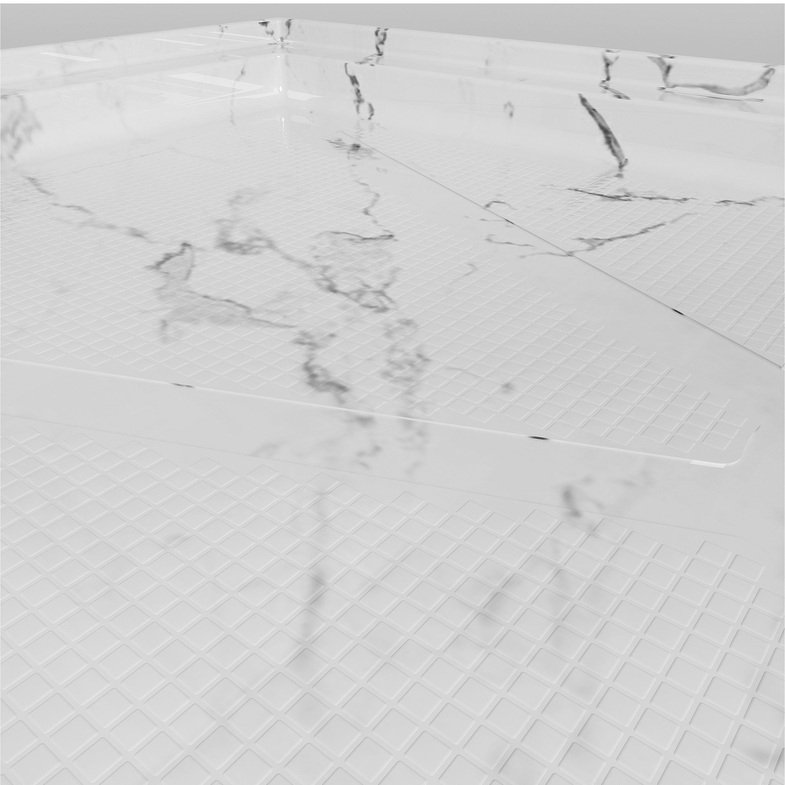 Single Threshold Shower Base with Center Drain, Non-Slip Texture Acrylic and Fiberglass Shower Pan - Slate Gray