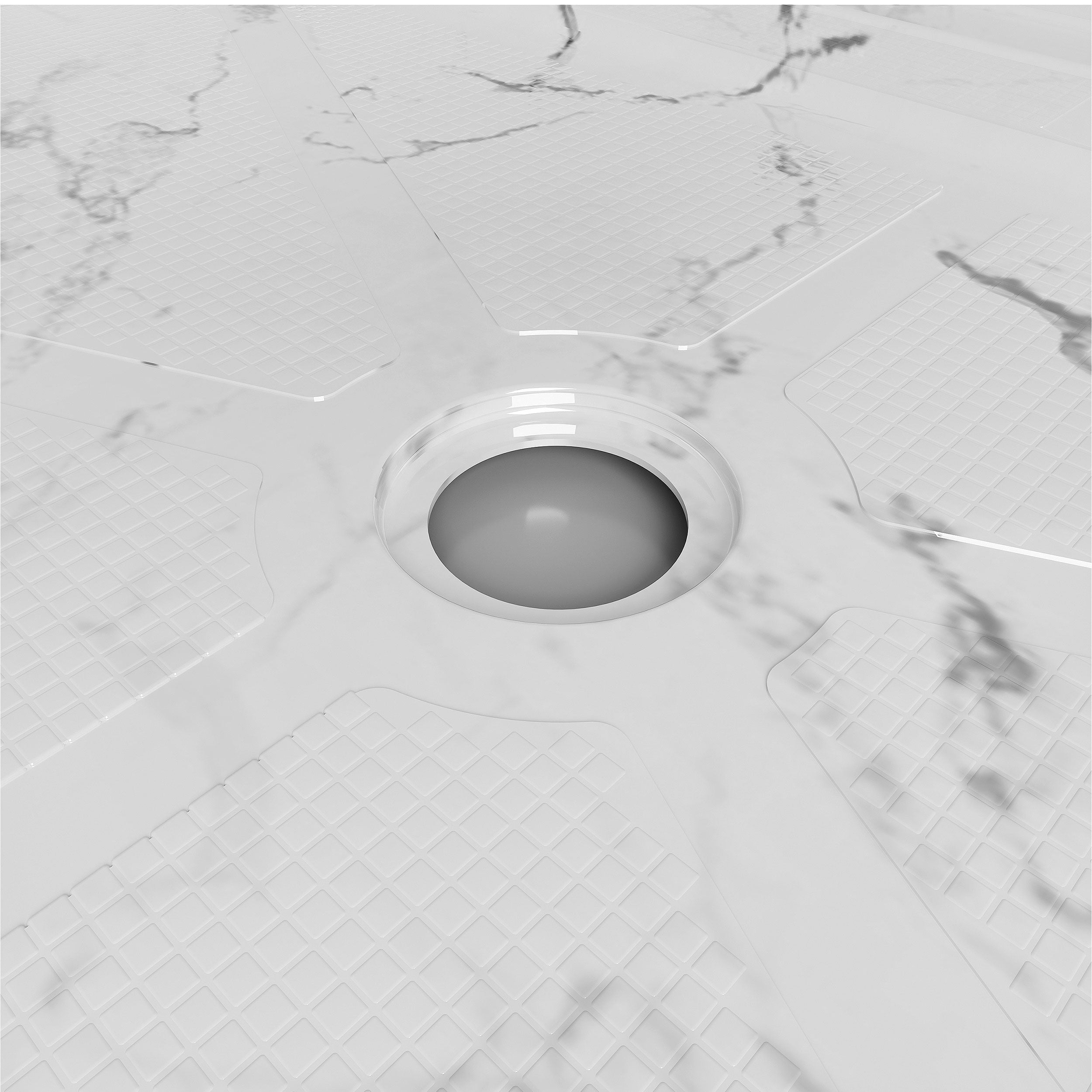 Single Threshold Shower Base with Center Drain, Non-Slip Texture Acrylic and Fiberglass Shower Pan - Slate Gray