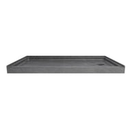 Single Threshold Shower Pan with Non-Slip Texture – Right Drain Acrylic and Fiberglass Shower Pan - Gray Marble Look