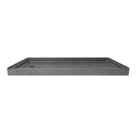 Single Threshold Shower Base – Left Side Drain, Acrylic & Fiberglass Composite, Standard 2” Drain Compatible – Gray Marble Look