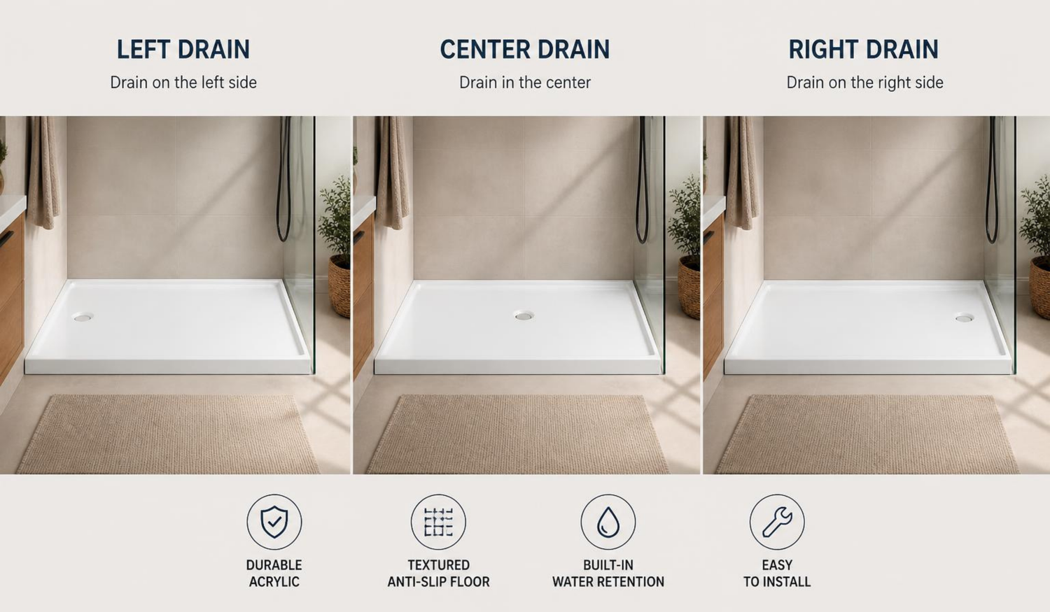 Classic 500 Alcove Shower Base – 60" x 32"