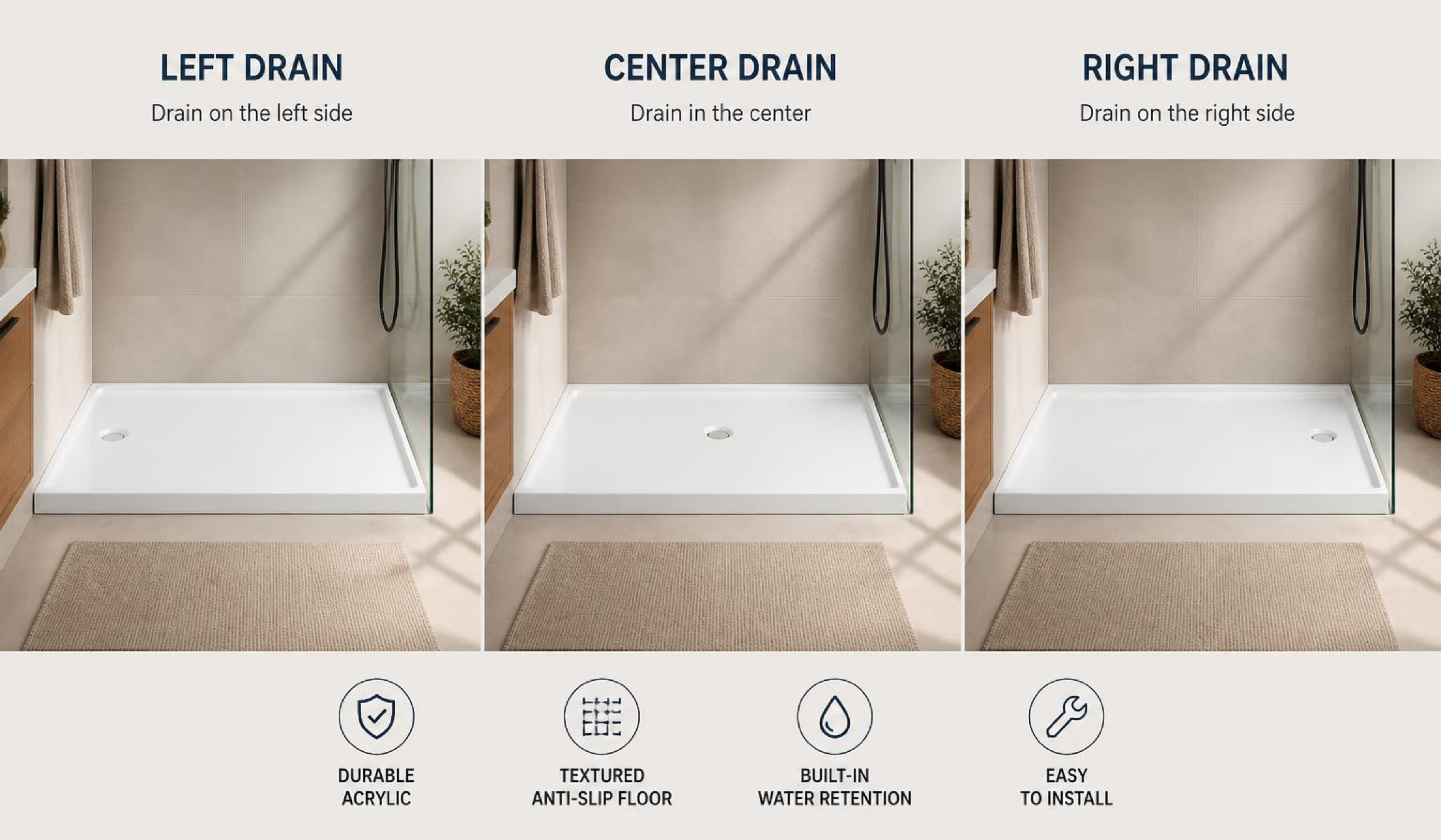 Classic 500 Alcove Shower Base – 60" x 32"