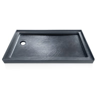 Single Threshold Shower Base with Non-Slip Texture – Left Drain Acrylic and Fiberglass Shower Pan - Gray