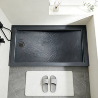 Single Threshold Shower Base with Non-Slip Texture – Left Drain Acrylic and Fiberglass Shower Pan - Gray