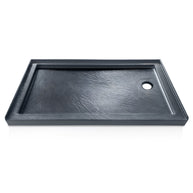 Single Threshold Shower Base with Non-Slip Texture – Right Drain Acrylic and Fiberglass Shower Pan - Gray