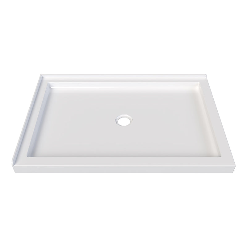 48" x 32" Left Corner Shower Base with Center Drain | White Acrylic Fiberglass Shower Pan | Aquacraft Bathworks