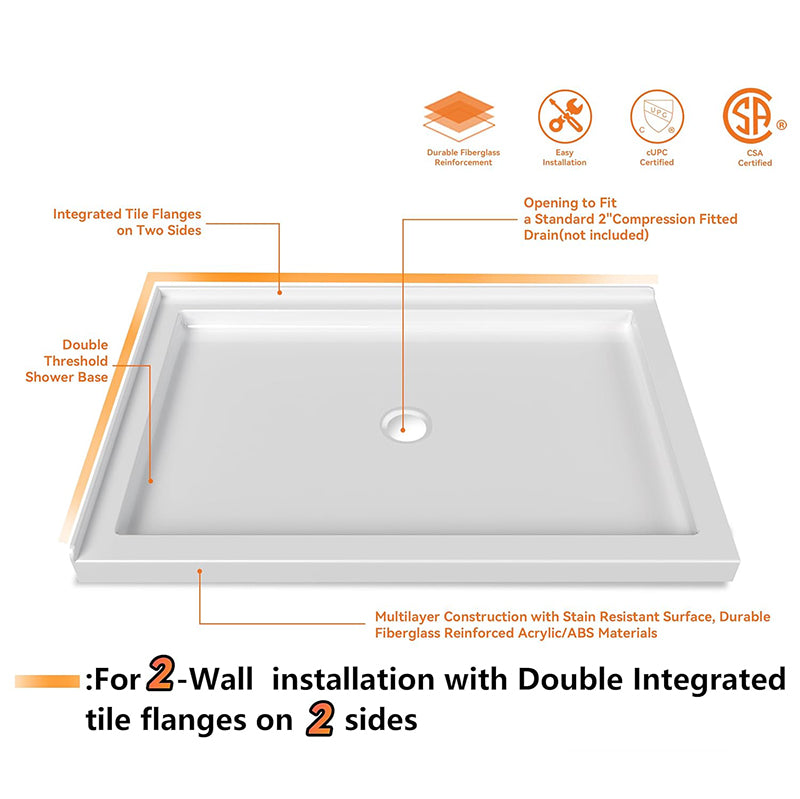 48 x 32 Center Drain Shower Base