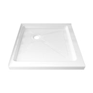 36 in. x 36 in. Shower Base with Corner Drain, Double Threshold Acrylic Shower Pan, Slip-Resistant Textured Floor, Multiple Finish Options