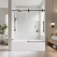 Aquacraft Bathworks SS01-HP Frameless Single Sliding Bathtub Door, 58–60 in. W x 60/66 in. H, 1/4