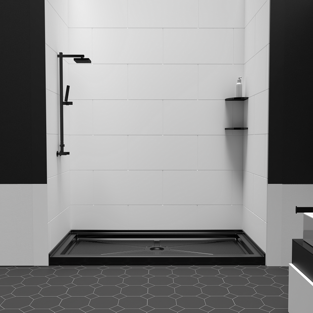 White Large Tile Acrylic Shower Wall Panels – 0.11in Thick, Includes Corner & Edge Trim, Waterproof & Low-Maintenance Bathroom Upgrade