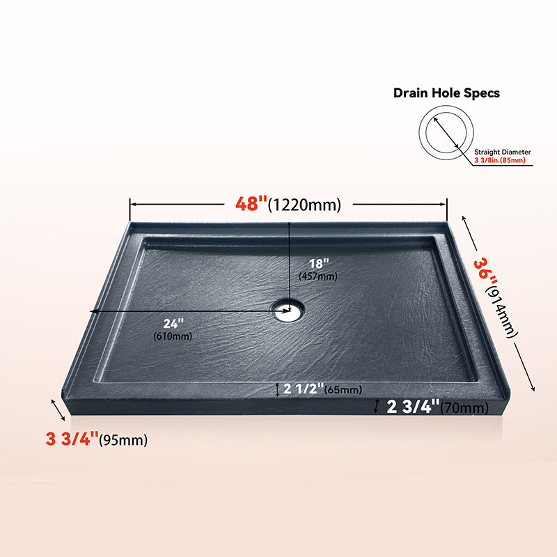 48 in. x 36 in. Center Drain Shower Base, Single Threshold Alcove Acrylic Shower Pan with Integrated Tile Flange, Low Profile Slip-Resistant Floor, Multiple Finish Options