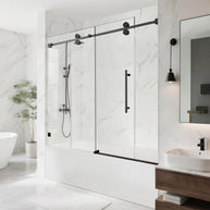 Aquacraft Bathworks SS01-HP Frameless Single Sliding Bathtub Door, 58–60 in. W x 60/66 in. H, 1/4