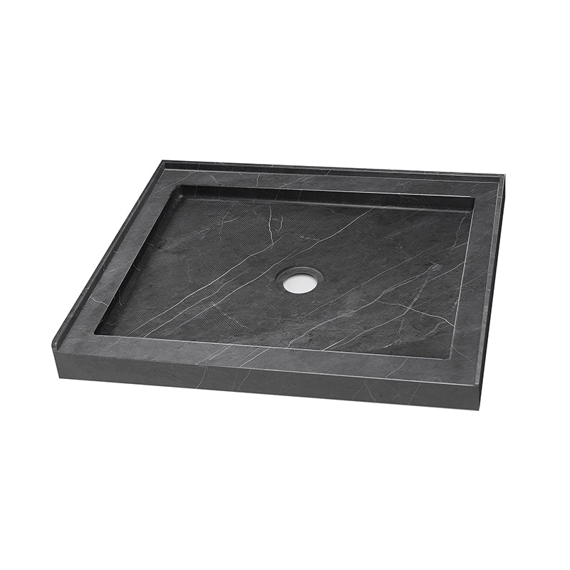 36 in x 36 in Shower Base, Carrara White Alcove Shower Pan with Center Drain, Low Profile Single Threshold, Acrylic Fiberglass, Slip Resistant
