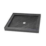 36 in x 36 in Shower Base, Carrara White Alcove Shower Pan with Center Drain, Low Profile Single Threshold, Acrylic Fiberglass, Slip Resistant