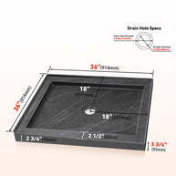 36 in x 36 in Shower Base, Carrara White Alcove Shower Pan with Center Drain, Low Profile Single Threshold, Acrylic Fiberglass, Slip Resistant