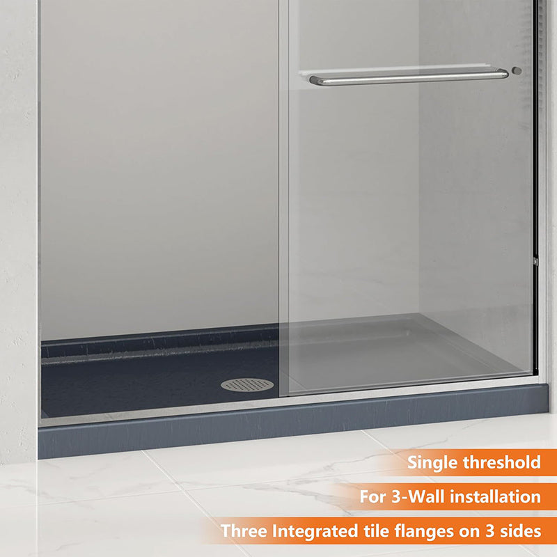 Aquacraft Bathworks Shower Base 48 in. L x 32 in. W, Acrylic Alcove Center Drain Shower Pan, Low Profile Slip-Resistant, Single Threshold, Slate Gray