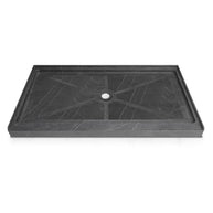 60 in. x 30 in. Center Drain Shower Base, Single Threshold Alcove Acrylic Shower Pan, Low Profile Slip-Resistant Floor, Waterproof, Marble-Look Finishes