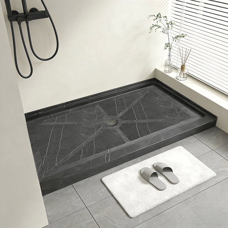 60 in. x 30 in. Center Drain Shower Base, Single Threshold Alcove Acrylic Shower Pan, Low Profile Slip-Resistant Floor, Waterproof, Marble-Look Finishes
