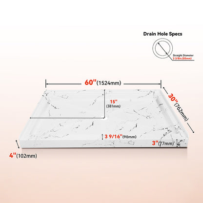 60 x 30 Center Drain Shower Base