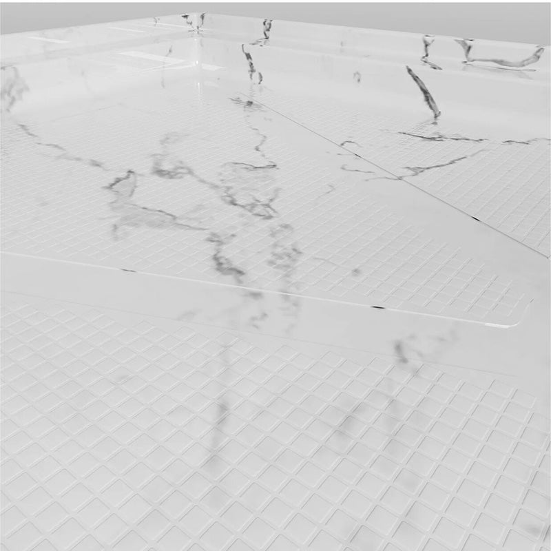 60 in. x 30 in. Center Drain Shower Base, Single Threshold Alcove Acrylic Shower Pan, Low Profile Slip-Resistant Floor, Waterproof, Marble-Look Finishes