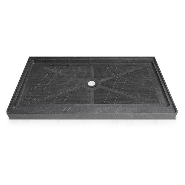 60 in. x 32 in. Center Drain Shower Base, Single Threshold Alcove Acrylic Shower Pan with Integrated Flange, Slip-Resistant Textured Floor, Multiple Finish Options