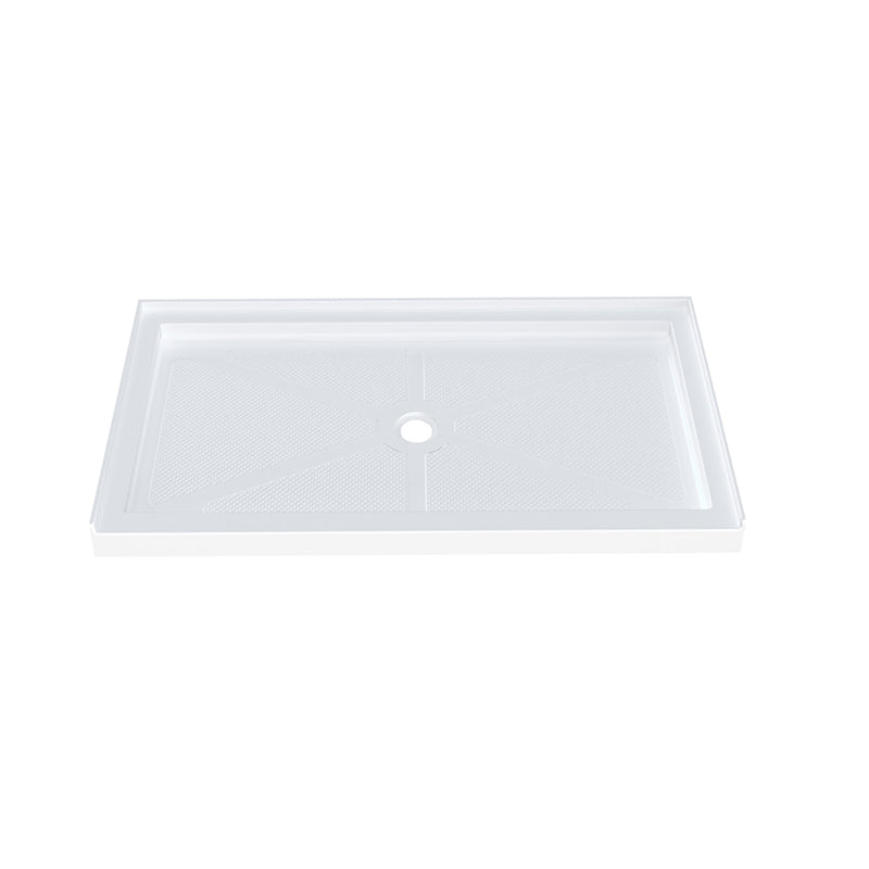60 in. x 32 in. Center Drain Shower Base, Single Threshold Alcove Acrylic Shower Pan with Integrated Flange, Slip-Resistant Textured Floor, Multiple Finish Options