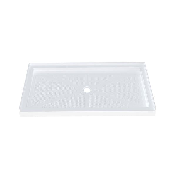 60 in. x 32 in. Center Drain Shower Base, Single Threshold Alcove Acrylic Shower Pan with Integrated Flange, Slip-Resistant Textured Floor, Multiple Finish Options