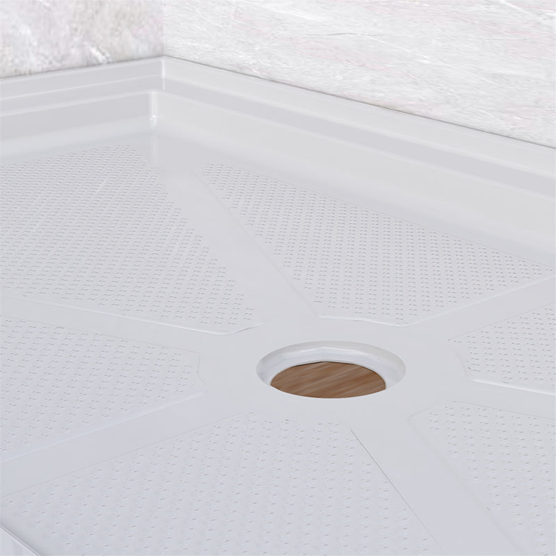 60 in. x 32 in. Center Drain Shower Base, Single Threshold Alcove Acrylic Shower Pan with Integrated Flange, Slip-Resistant Textured Floor, Multiple Finish Options