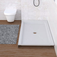 60 in. x 32 in. Center Drain Shower Base, Single Threshold Alcove Acrylic Shower Pan with Integrated Flange, Slip-Resistant Textured Floor, Multiple Finish Options