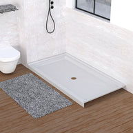 60 in. x 32 in. Center Drain Shower Base, Single Threshold Alcove Acrylic Shower Pan with Integrated Flange, Slip-Resistant Textured Floor, Multiple Finish Options