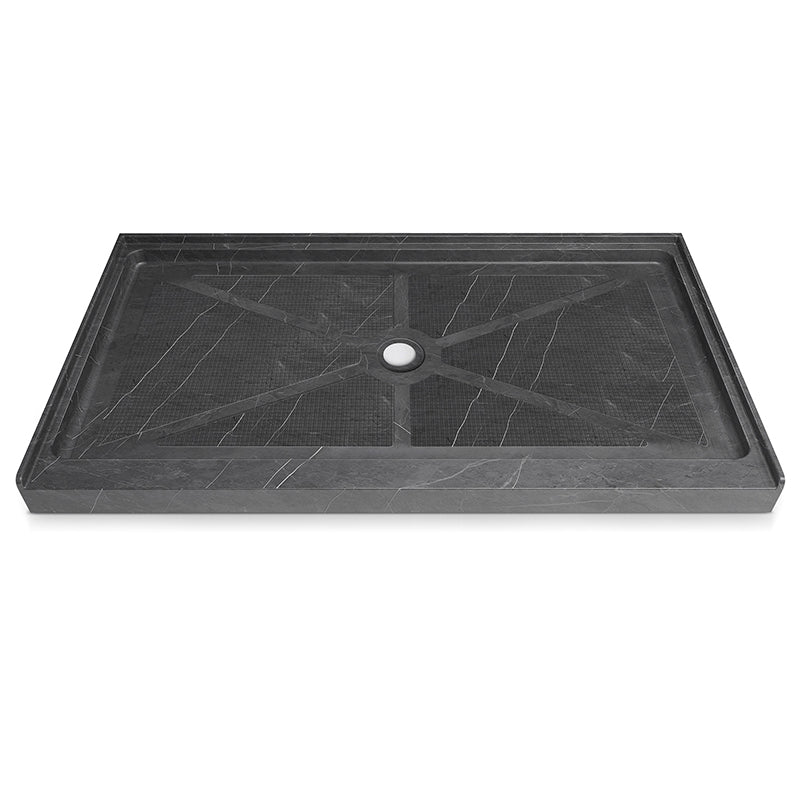 60 in. x 34 in. Center Drain Shower Base, Single Threshold Alcove Acrylic Shower Pan with 3-Sided Integrated Tile Flange, Slip-Resistant Floor, Multiple Finish Options