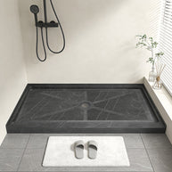 60 in. x 34 in. Center Drain Shower Base, Single Threshold Alcove Acrylic Shower Pan with 3-Sided Integrated Tile Flange, Slip-Resistant Floor, Multiple Finish Options