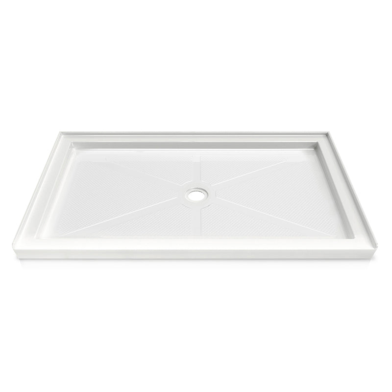 60 in. x 34 in. Center Drain Shower Base, Single Threshold Alcove Acrylic Shower Pan with 3-Sided Integrated Tile Flange, Slip-Resistant Floor, Multiple Finish Options