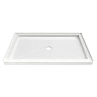 60 in. x 34 in. Center Drain Shower Base, Single Threshold Alcove Acrylic Shower Pan with 3-Sided Integrated Tile Flange, Slip-Resistant Floor, Multiple Finish Options