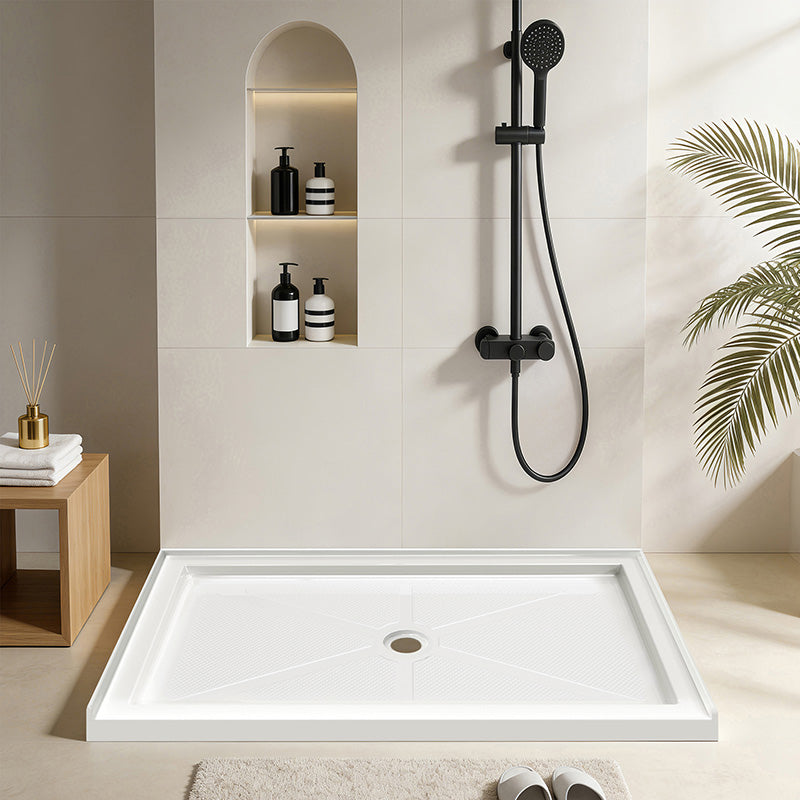 60 in. x 34 in. Center Drain Shower Base, Single Threshold Alcove Acrylic Shower Pan with 3-Sided Integrated Tile Flange, Slip-Resistant Floor, Multiple Finish Options