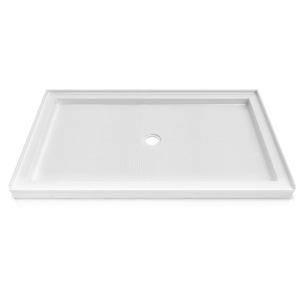 60 in. x 36 in. Center Drain Shower Base, Single Threshold Alcove Acrylic Shower Pan with Integrated Tile Flange, Slip-Resistant Floor, Multiple Finish Options