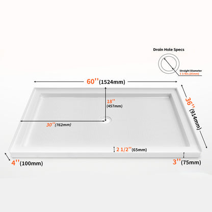 60 x 36 Center Drain Shower Base