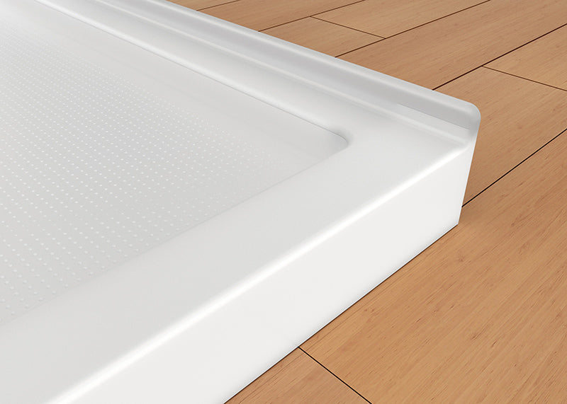 72 in. x 36 in. Center Drain Shower Base, Single Threshold Alcove Acrylic Shower Pan with 3-Sided Integrated Tile Flange, Slip-Resistant Floor, White