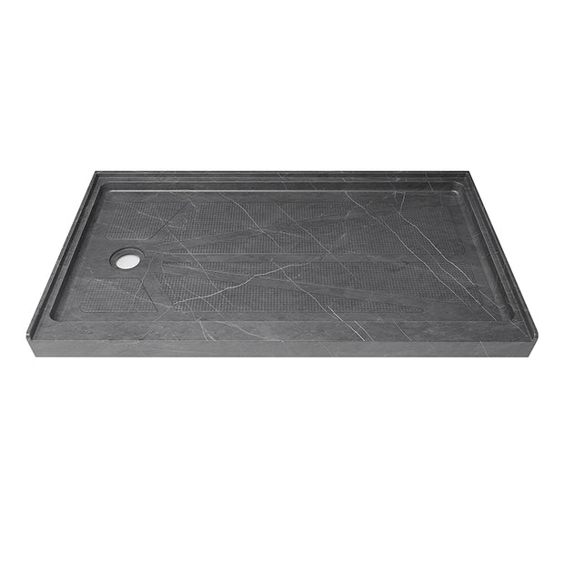 60 in. x 30 in. Left Drain Shower Base, Single Threshold Alcove Acrylic Shower Pan with Integrated Flange, Low Profile Slip-Resistant Floor, Multiple Finish Options
