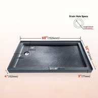 60 in. x 32 in. Left Drain Shower Base, Single Threshold Alcove Acrylic Shower Pan, Low Profile Slip-Resistant Floor with Integrated Flange, Multiple Finish Options