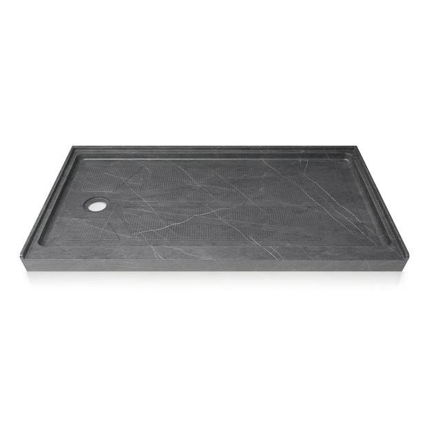 60 in. x 32 in. Left Drain Shower Base, Single Threshold Alcove Acrylic Shower Pan, Low Profile Slip-Resistant Floor with Integrated Flange, Multiple Finish Options