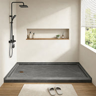 60 in. x 32 in. Left Drain Shower Base, Single Threshold Alcove Acrylic Shower Pan, Low Profile Slip-Resistant Floor with Integrated Flange, Multiple Finish Options