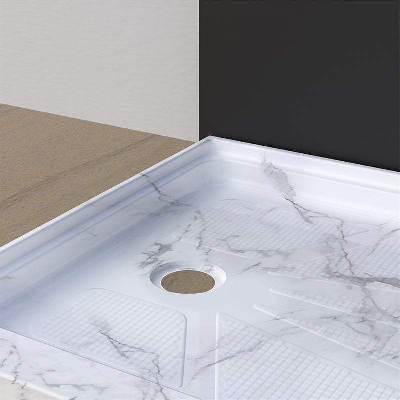 60 in. x 32 in. Left Drain Shower Base, Single Threshold Alcove Acrylic Shower Pan, Low Profile Slip-Resistant Floor with Integrated Flange, Multiple Finish Options