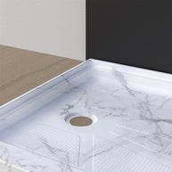 60 in. x 32 in. Left Drain Shower Base, Single Threshold Alcove Acrylic Shower Pan, Low Profile Slip-Resistant Floor with Integrated Flange, Multiple Finish Options