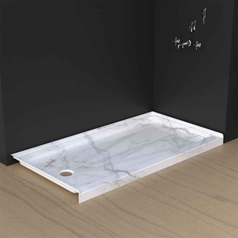 60 in. x 32 in. Left Drain Shower Base, Single Threshold Alcove Acrylic Shower Pan, Low Profile Slip-Resistant Floor with Integrated Flange, Multiple Finish Options