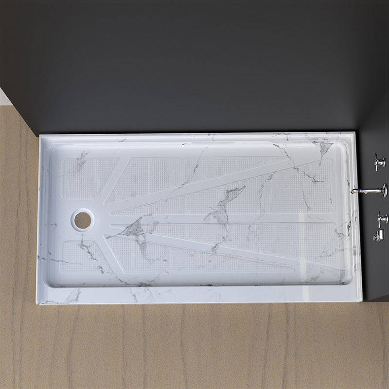 60 in. x 32 in. Left Drain Shower Base, Single Threshold Alcove Acrylic Shower Pan, Low Profile Slip-Resistant Floor with Integrated Flange, Multiple Finish Options