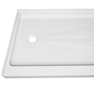 60 in. x 32 in. Left Drain Shower Base, Single Threshold Alcove Acrylic Shower Pan, Low Profile Slip-Resistant Floor with Integrated Flange, Multiple Finish Options