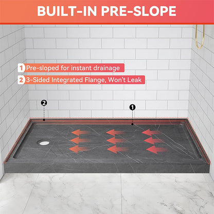 60 x 34 Left Drain Shower Base